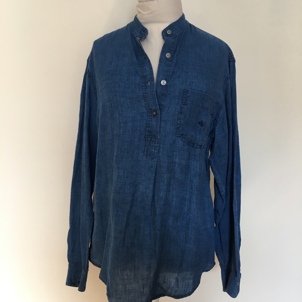 Lauren Ralph Lauren blue linen popover